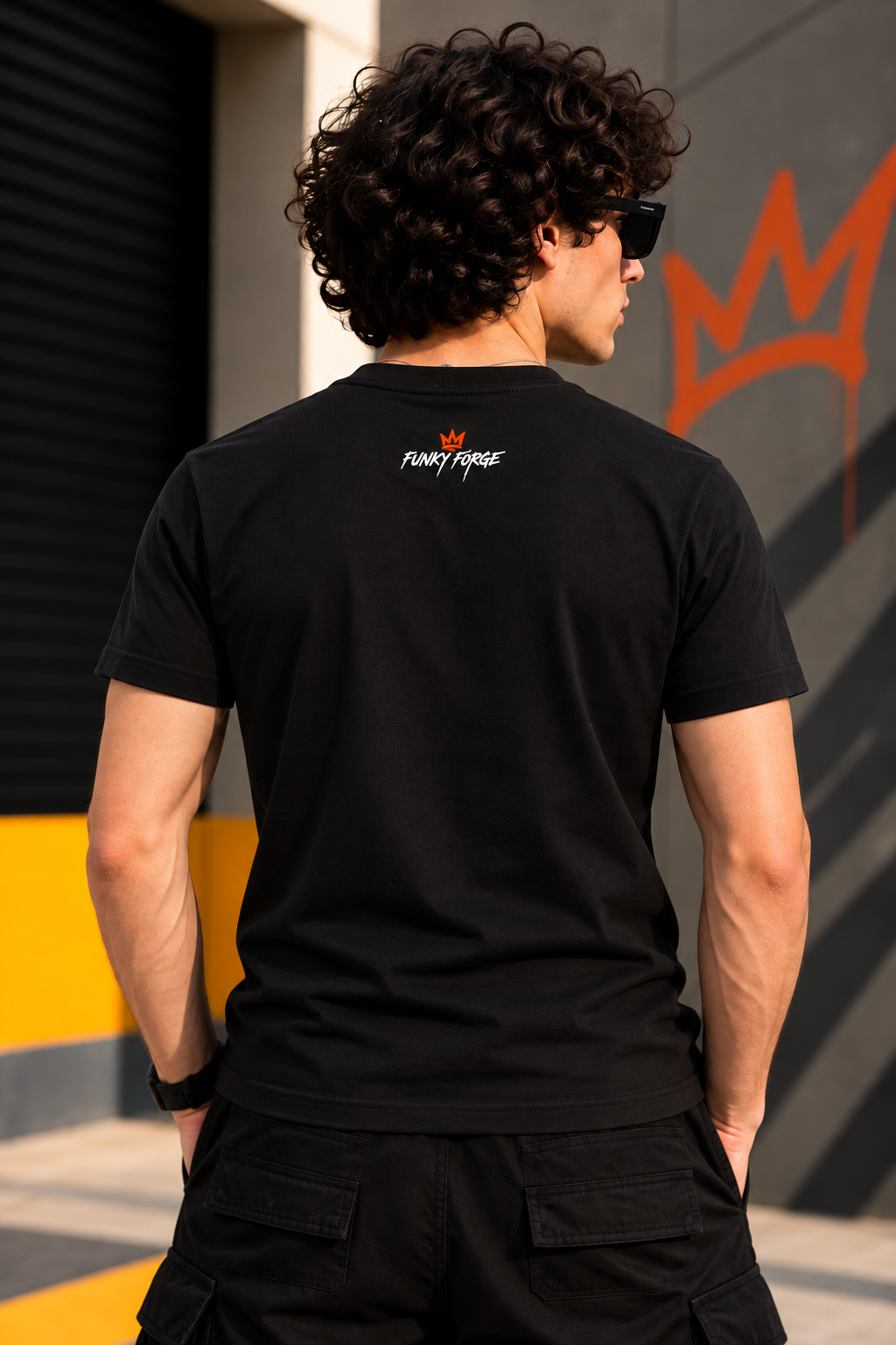 Men’s Black Classic Crew Neck T-Shirt with Minimalist Infinity Graphic | Regular Fit Cotton Tee – Funky Forge