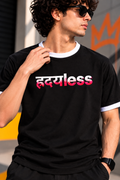Men’s Black Ringer T-Shirt with White Contrast Trim | Regular Fit Graphic Tee – Funky Forge