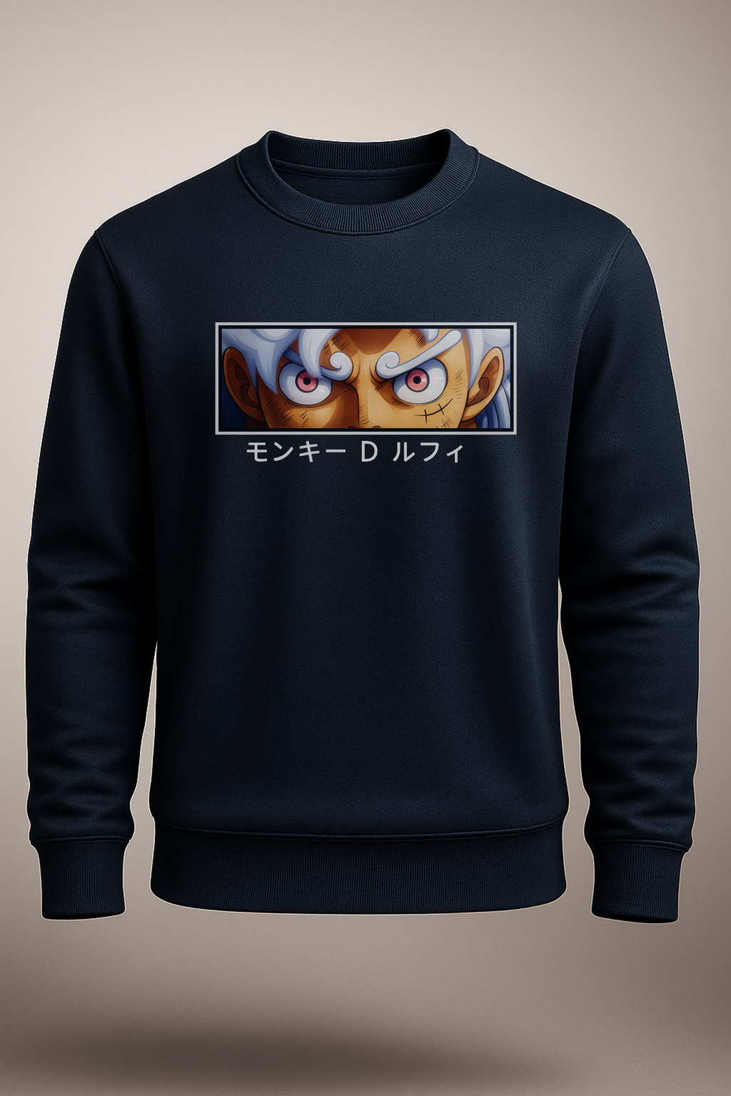Premium Black Anime Sweatshirt – Gear 5 Luffy Eyes Graphic