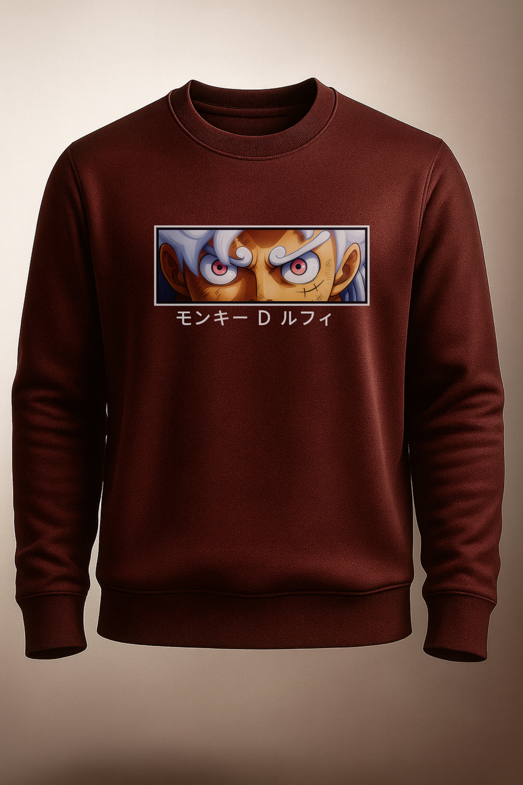 Premium Black Anime Sweatshirt – Gear 5 Luffy Eyes Graphic