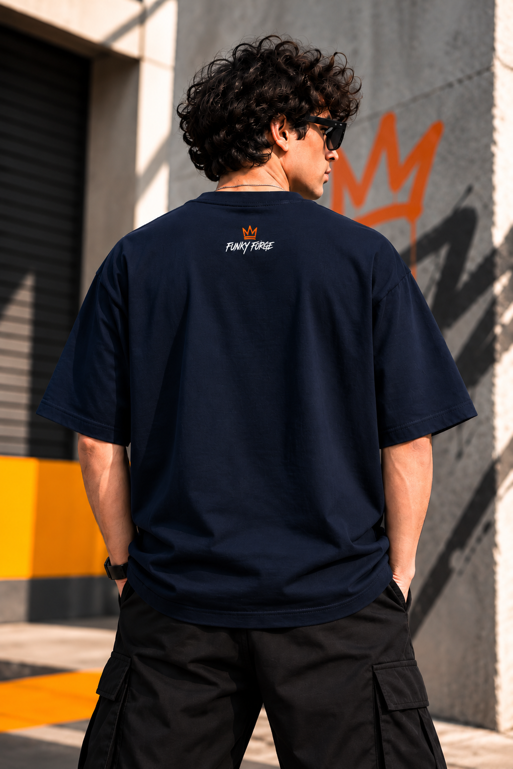 Men’s Oversized Navy Blue T-Shirt for Men | 100% Cotton Relaxed Fit Streetwear Tee – Funky Forge