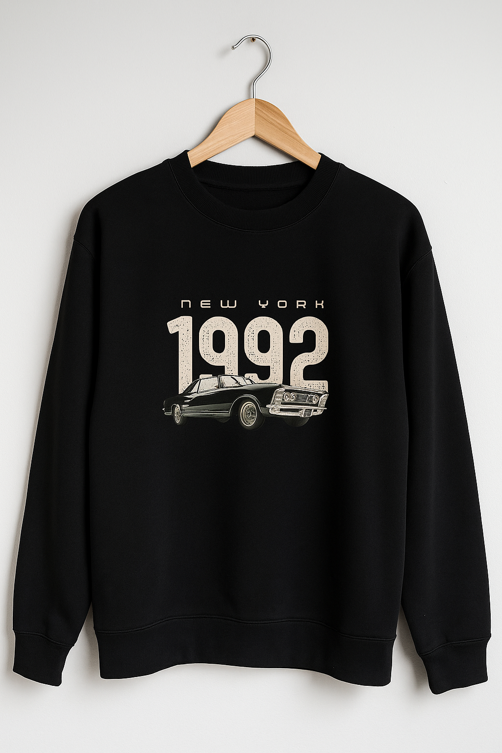 Classic 1992 New York Crewneck | Vintage Car Graphic Oversized Sweatshirt