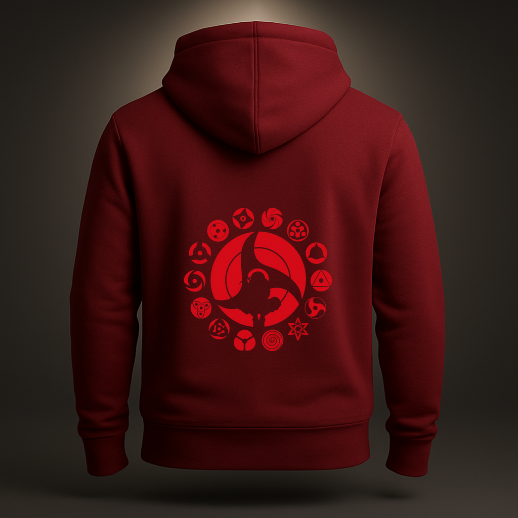 Premium Black Uchiha Clan Hoodie – Sharingan Design Anime Streetwear for Fans