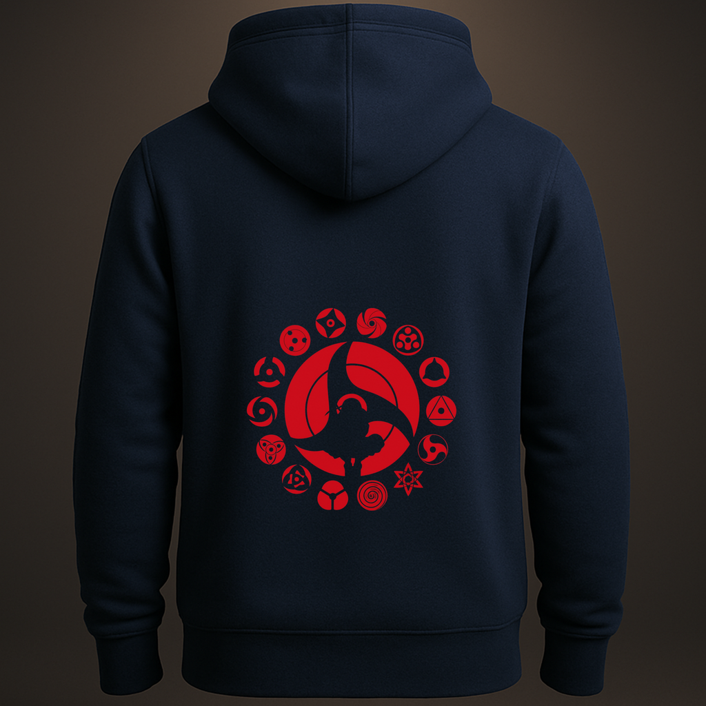 Premium Black Uchiha Clan Hoodie – Sharingan Design Anime Streetwear for Fans