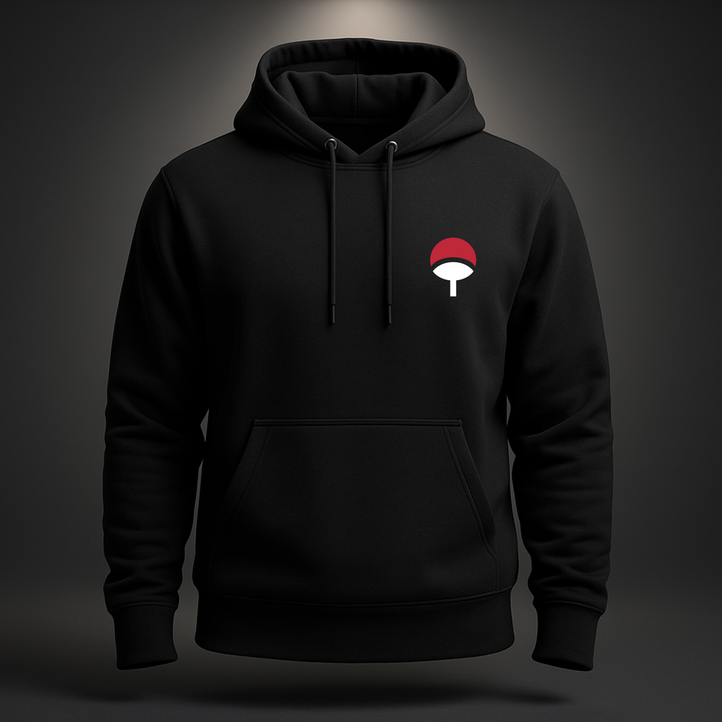 Premium Black Uchiha Clan Hoodie – Sharingan Design Anime Streetwear for Fans